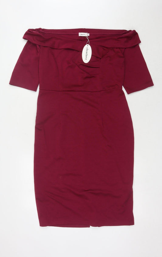 Clearlove Women's Red Pencil Dress, Off Shoulder