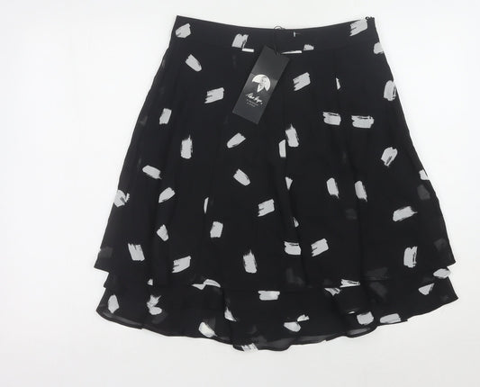 Edit Women's Black A-Line Knee Length Geometric Skirt