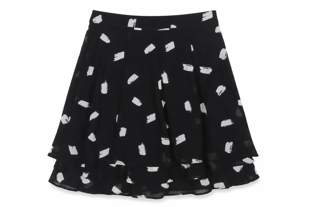 Edit Women's Black A-Line Knee Length Geometric Skirt