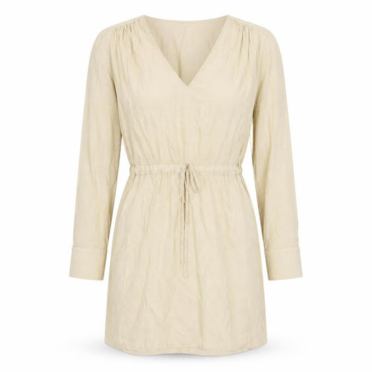 Primark Beige Women's V-Neck Long Sleeve Dress
