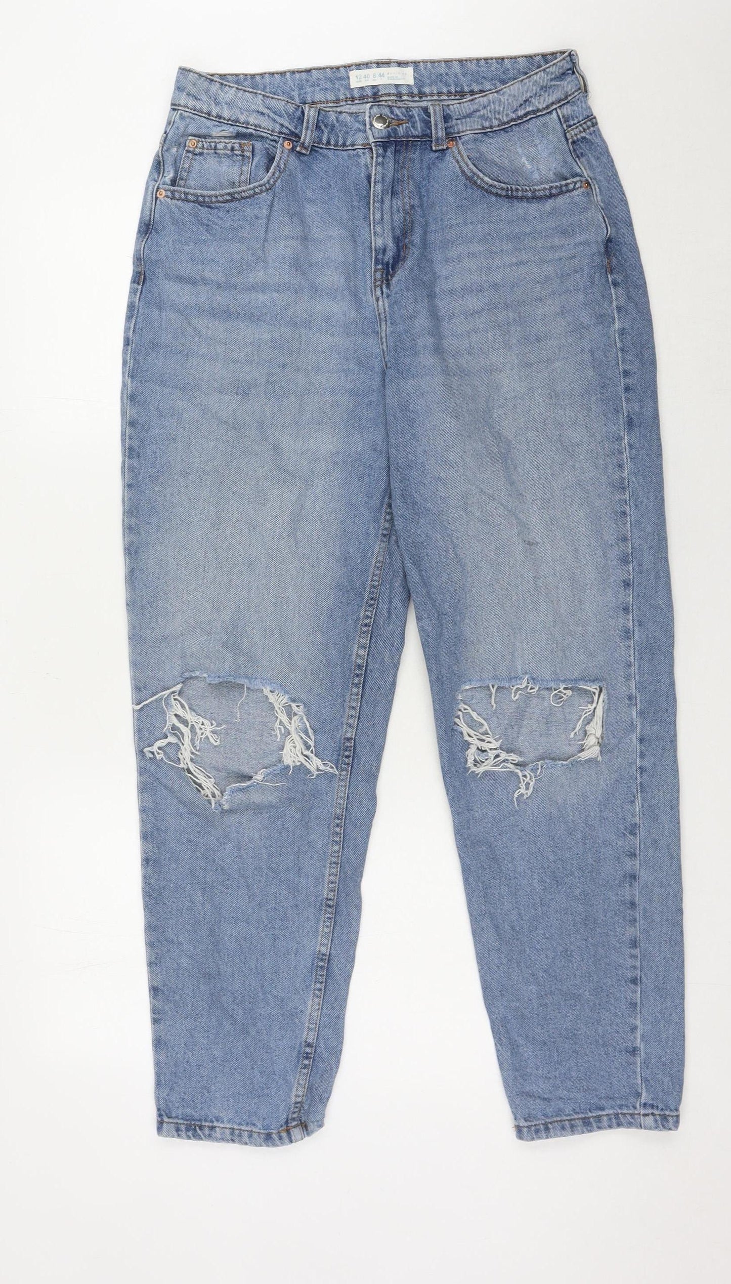 Denim Co. Women's Blue Distressed Mom Jeans Size 12