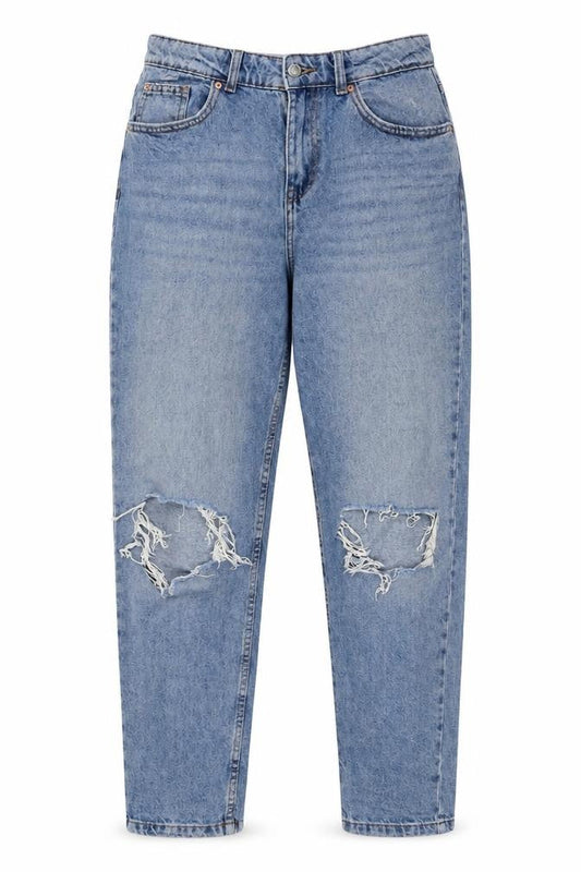 Denim Co. Women's Blue Distressed Mom Jeans Size 12
