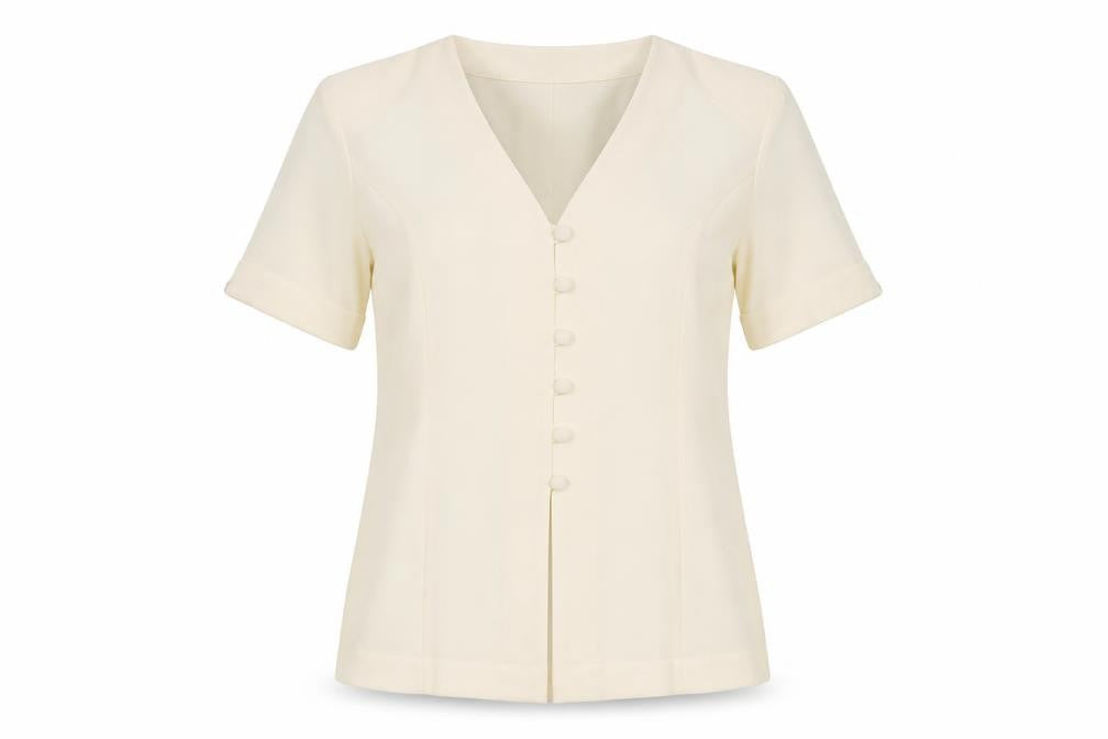 Echelon Women's Ivory Blouse - Size 12, Button-Up Classic