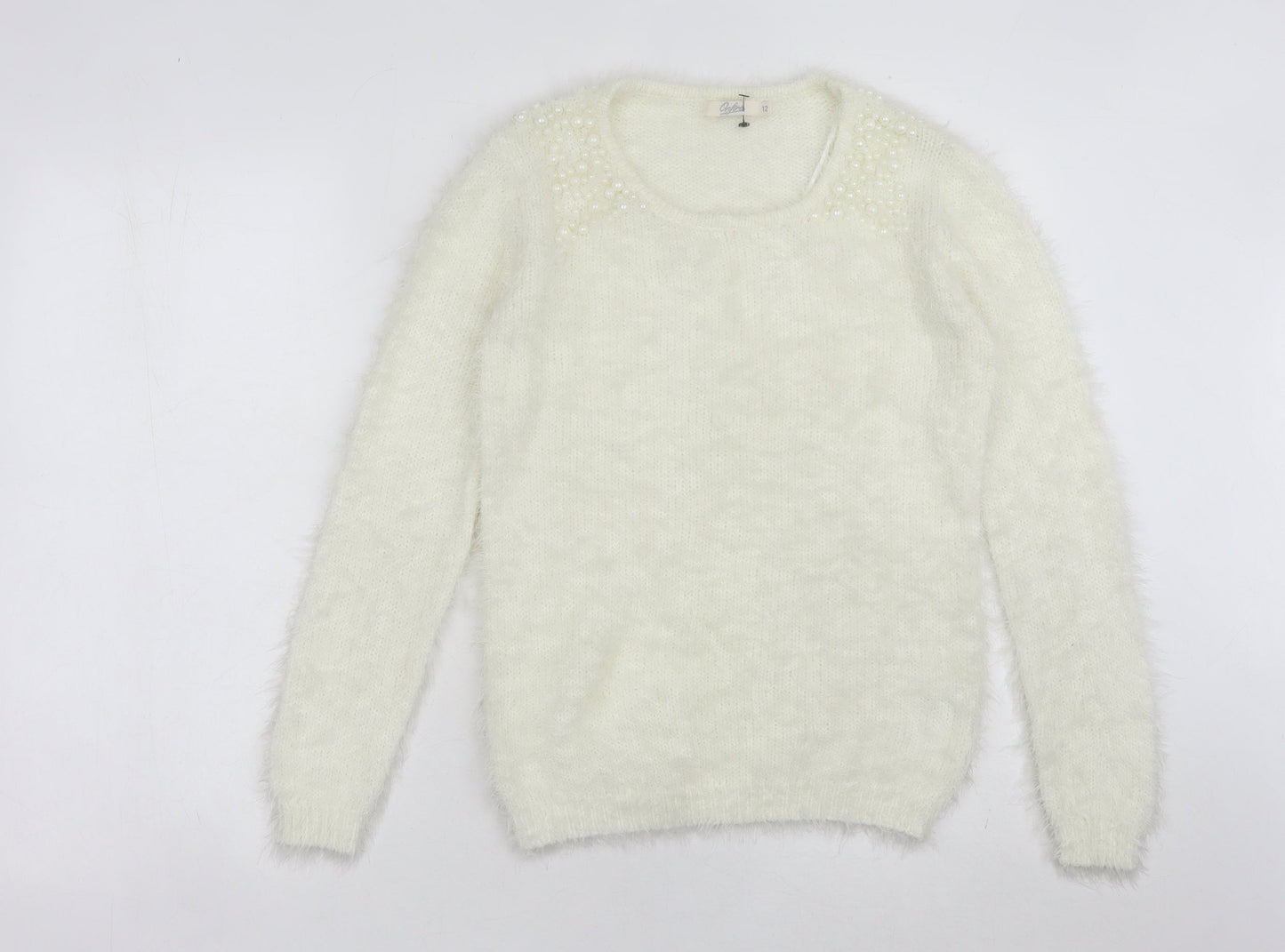 Onfire Women Ivory Beaded Pullover Jumper Size 12
