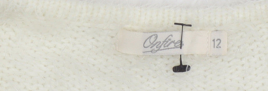 Onfire Women Ivory Beaded Pullover Jumper Size 12