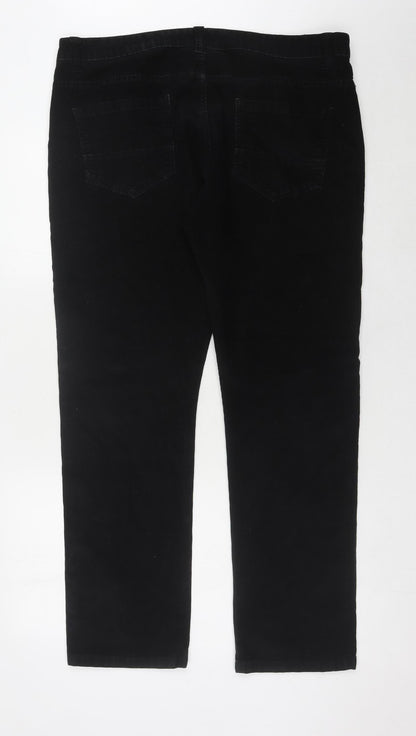 Back view of Denim Co. Men's Black Corduroy Trousers, size 36