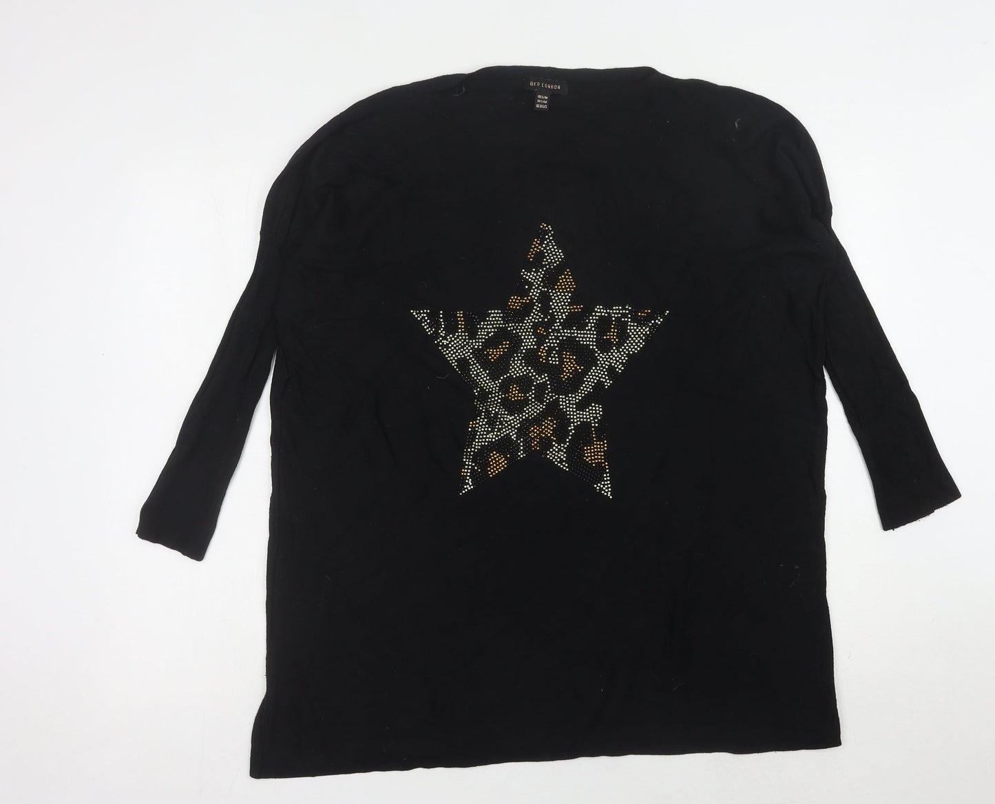 QED London Women's Black Sequin Pullover Jumper, S