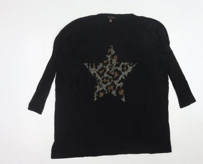 Additional front view of QED London Women's Black Sequin jumper, S