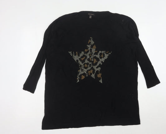 QED London Women's Black Sequin Pullover Jumper, S
