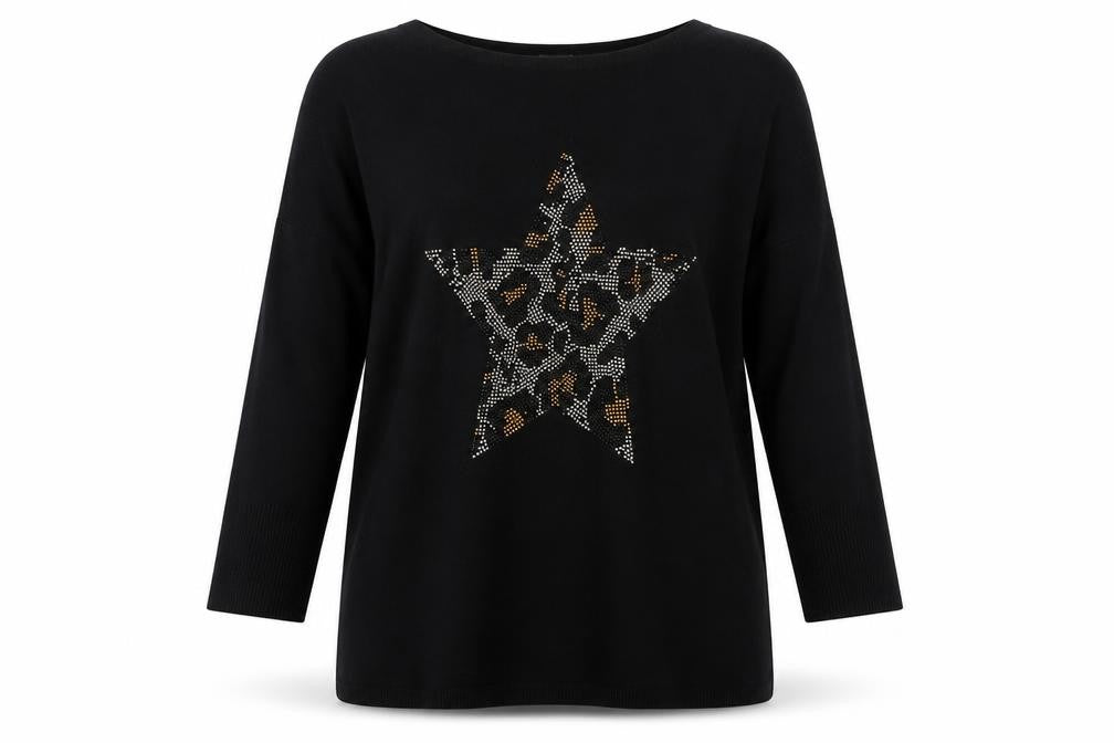 QED London Women's Black Sequin Pullover Jumper, S