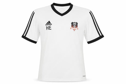 Front view of Adidas Men's White M Jersey Shirt V-Neck