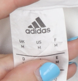 Brand and care label for Adidas Men's White M Jersey Shirt V-Neck