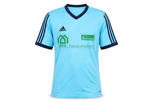 Front view of Adidas Men’s Blue Football T-Shirt, size S