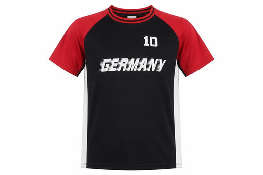 Front view of X-Mail Sport boys’ black football jersey t-shirt, size 148