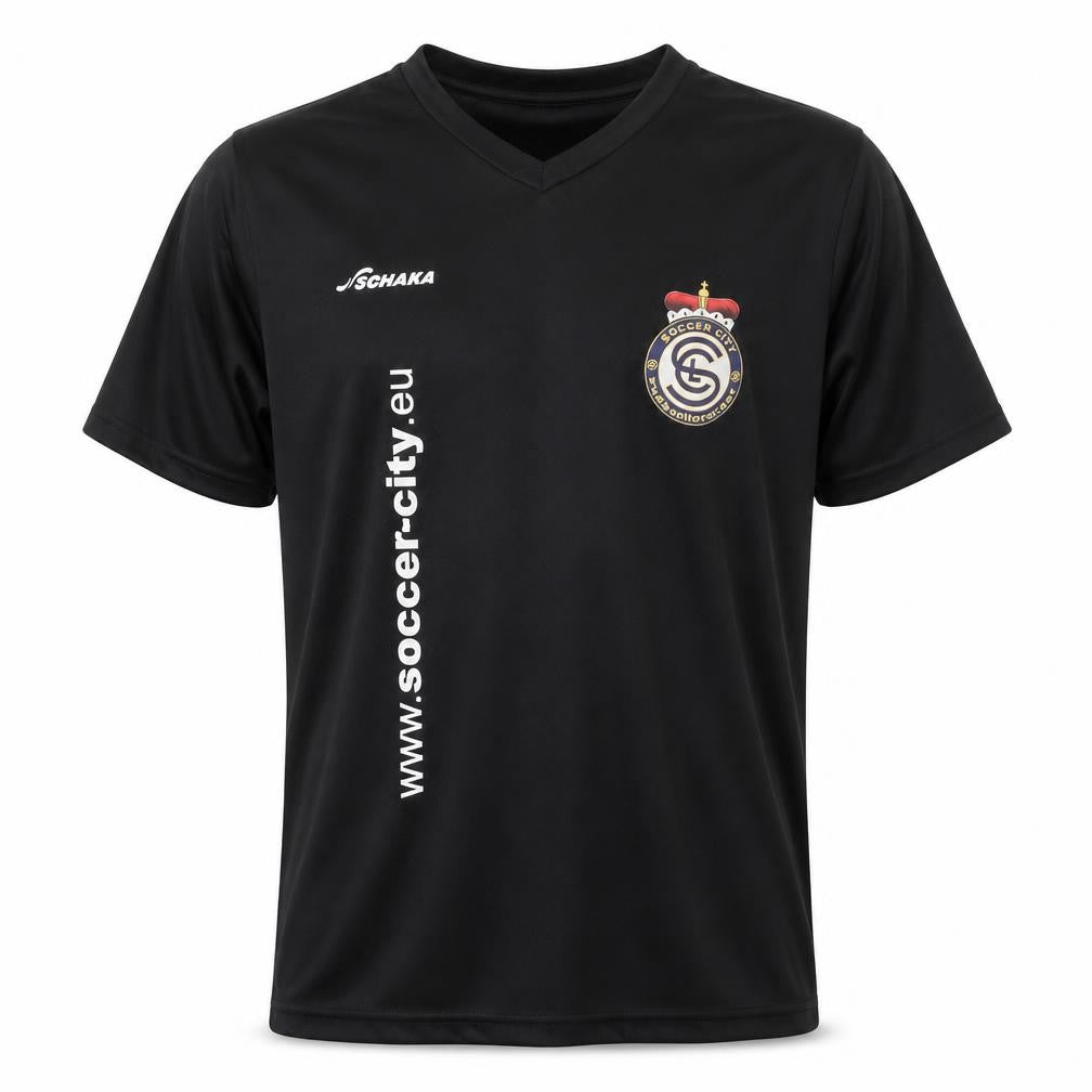 Soccer City Boys Black V-Neck Football T-Shirt Size 164