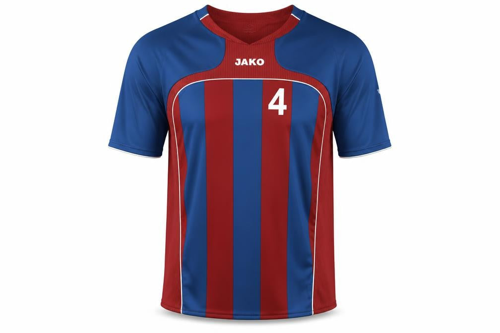 JAKO Men's Football Jersey XS Red Blue Stripe Sport