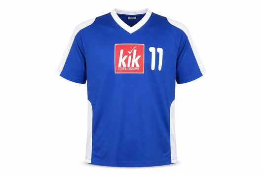 Front view of Identic boys’ blue football jersey 12-13 years v-neck