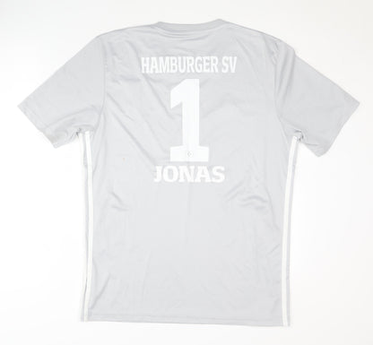 Back view of Adidas Men's Grey Football Jersey M