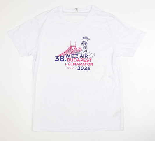 Roly Unisex White Polyester Running T-Shirt L