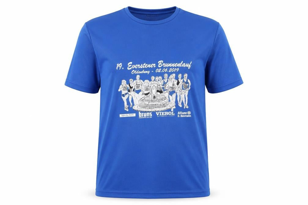 MSH Blue Men's Running T-Shirt, Medium, Graphic Print