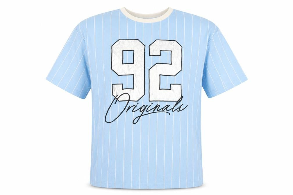 FB Sister Blue Unisex Striped Jersey T-Shirt, S
