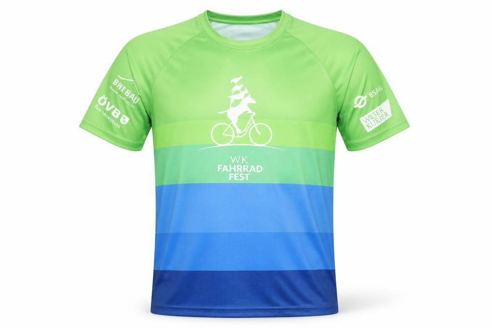 Pole Position Unisex Cycling T-Shirt, S, Green/Blue
