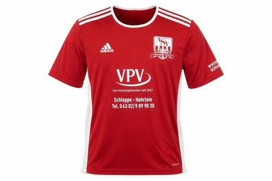 Front view of Adidas Men’s Red Football Jersey L Moisture Wicking