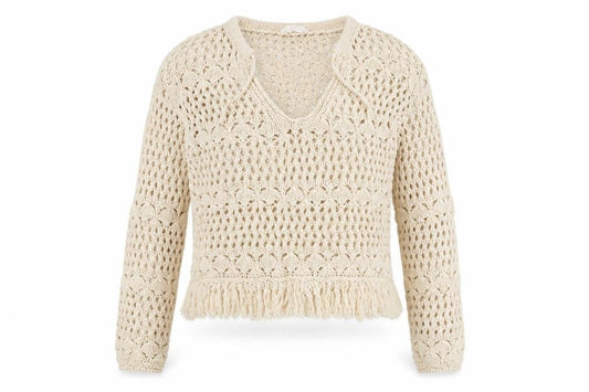 Front view of Primark Women's Beige Crochet jumper 2XS