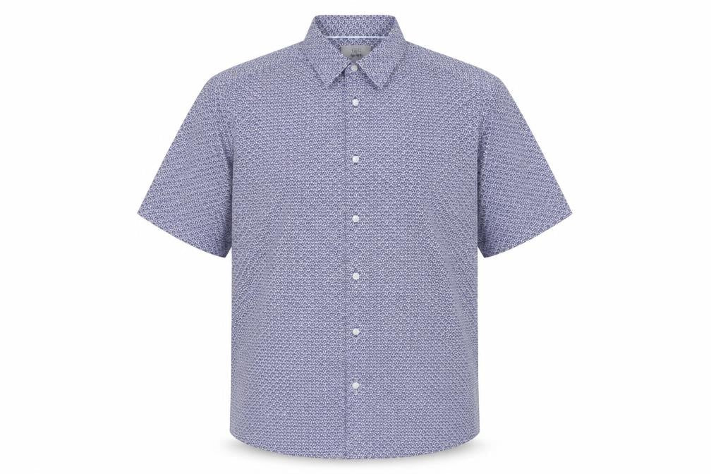 Marks & Spencer Men's Blue Geometric Shirt M Regular Fit