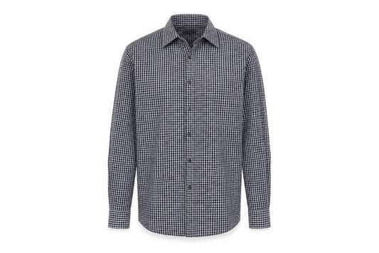 Aspen & Court Men's Blue Check Long Sleeve Shirt M
