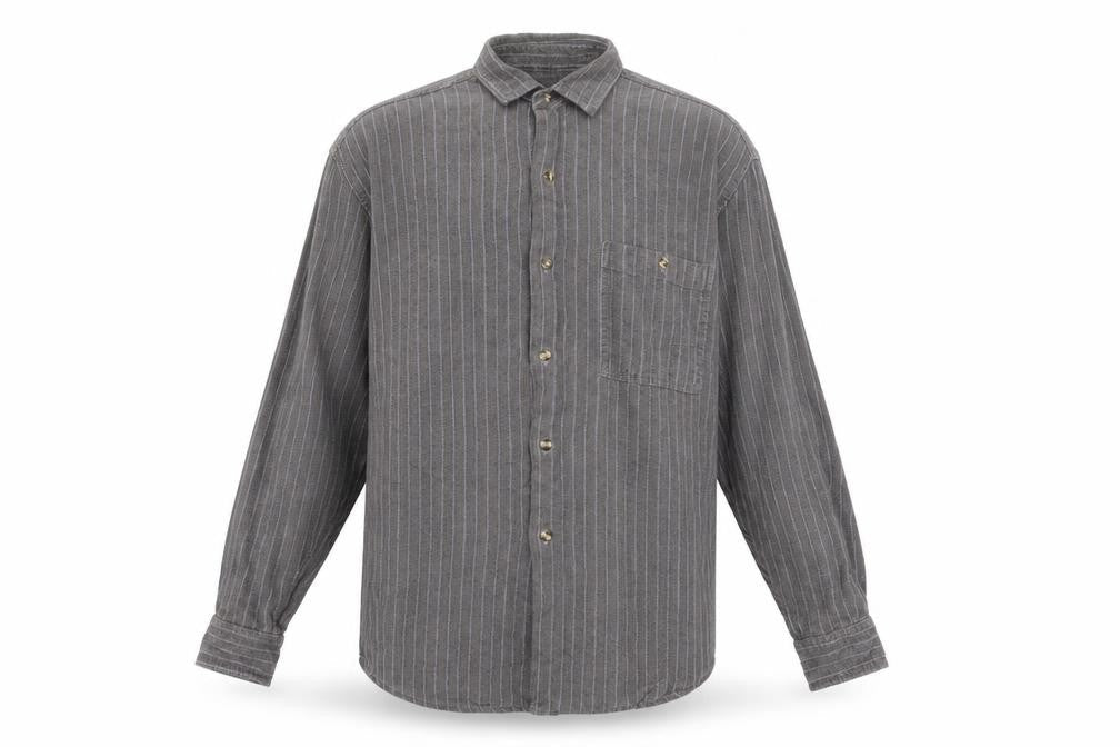 Original ACA Acapulco Men's Grey Striped Shirt L