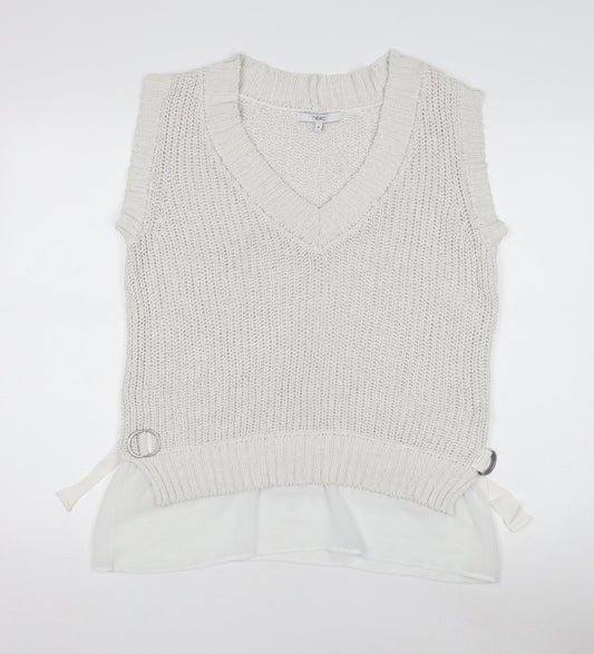Next Women's Ivory V-Neck Knit Vest M