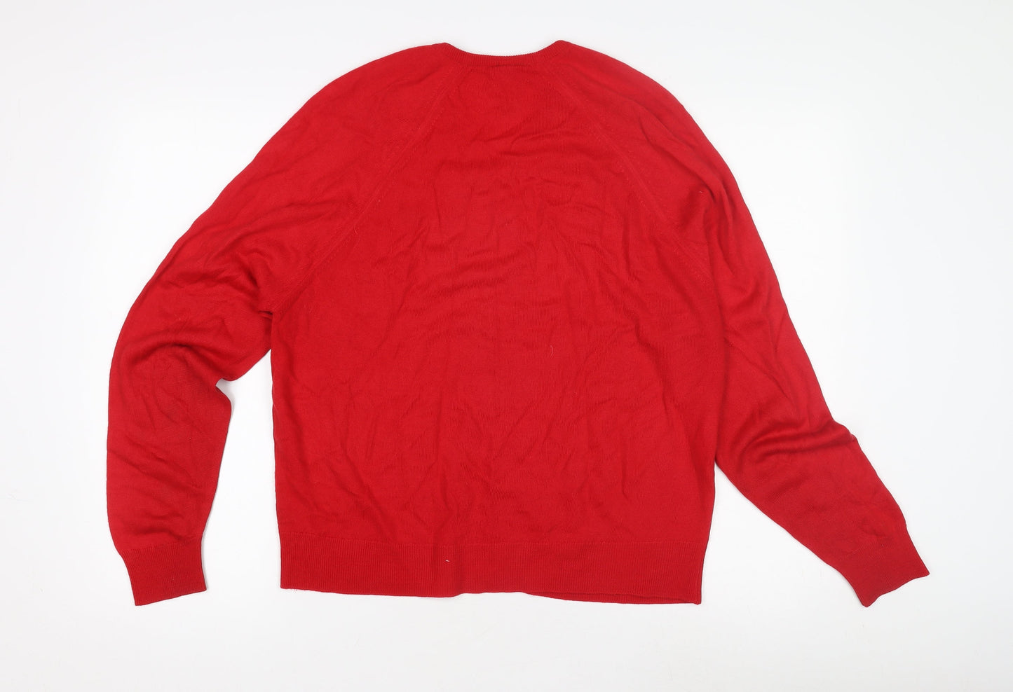 St Michael Women's Red V-Neck Jumper Size 18