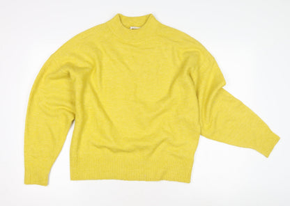 Additional front view of H&M Women's Yellow Mock Neck Pullover Sweater -, size S