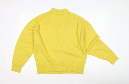 Back view of H&M Women's Yellow Mock Neck Pullover Sweater -, size S