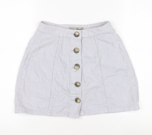 Denim Co. Women's Grey Skirt Size 6 with Button Accents