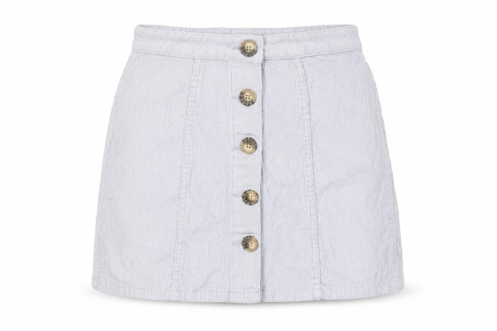 Denim Co. Women's Grey Skirt Size 6 with Button Accents