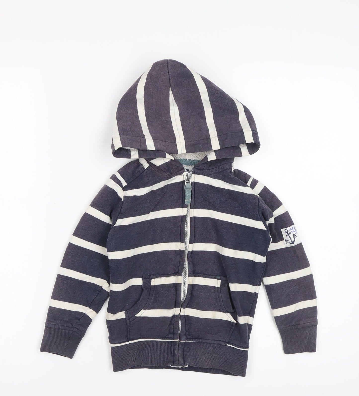 Lazy Jacks Boys Blue Striped Hoodie 3-4 Years Nautical Style