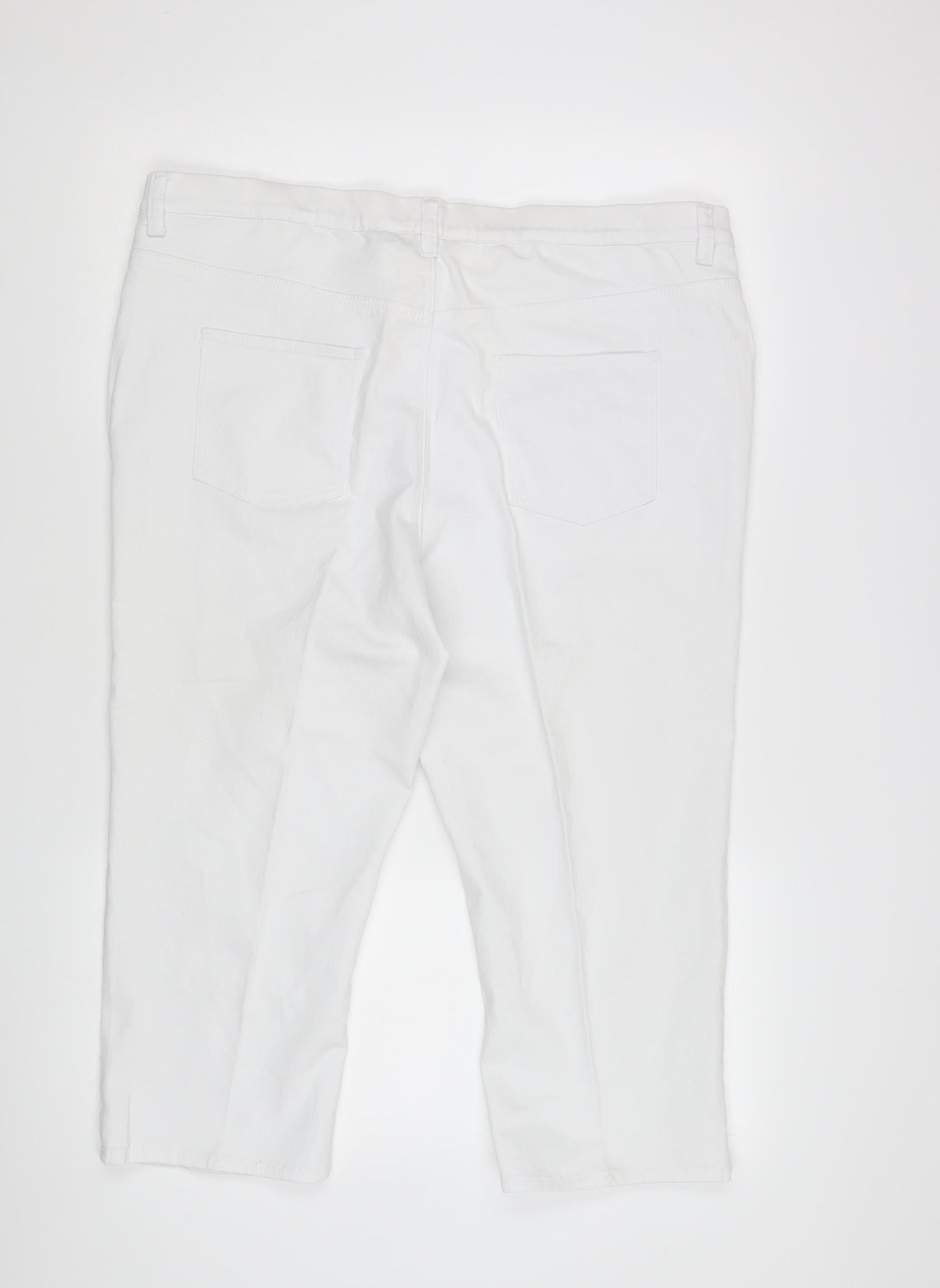 BHS Women's White Cropped Denim Trousers Size 20