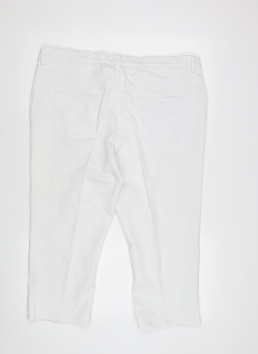 BHS Women's White Cropped Denim Trousers Size 20