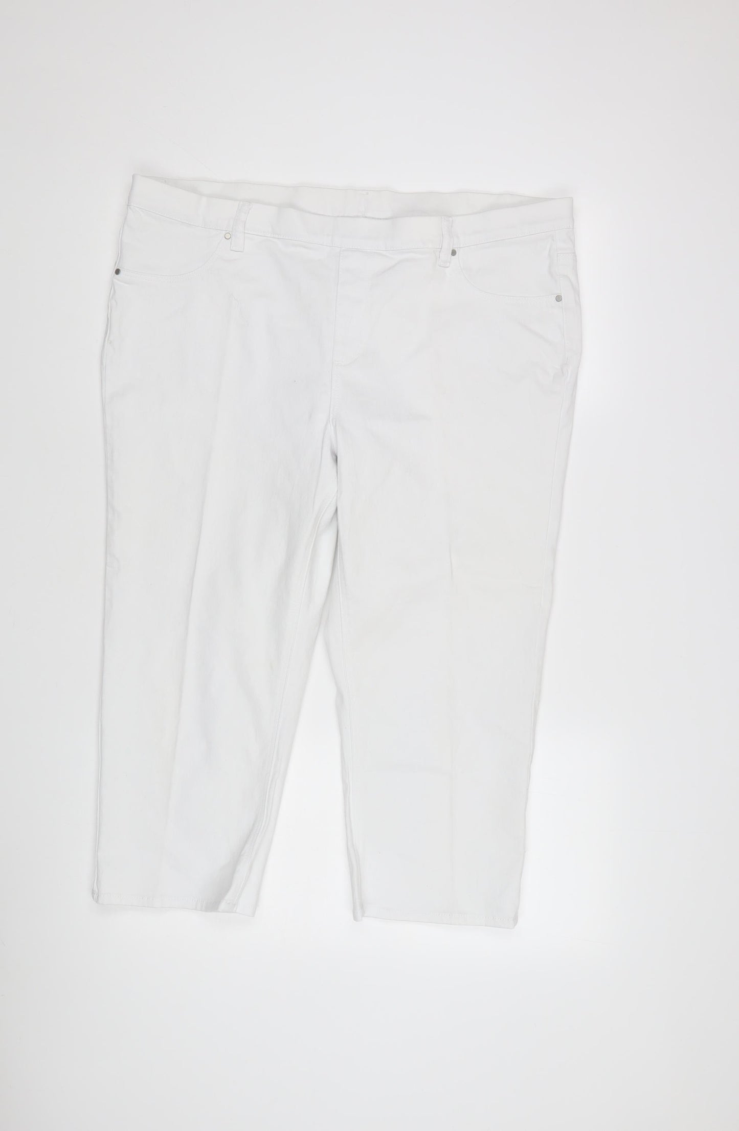 BHS Women's White Cropped Denim Trousers Size 20