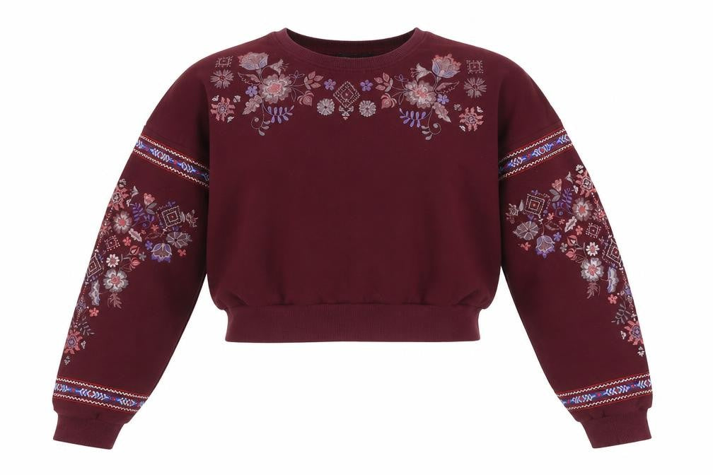 New Look Women's Embroidered Red Pullover Sweatshirt - Size 8