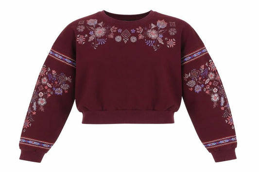 New Look Women's Embroidered Red Pullover Sweatshirt - Size 8