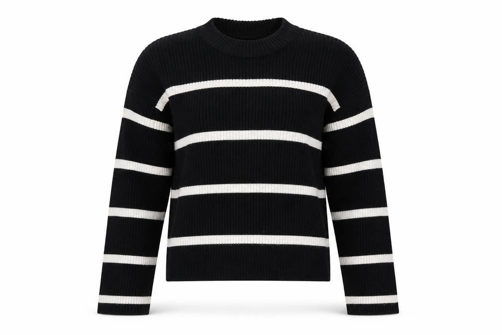 New Look Women's Black Striped Pullover Jumper, S