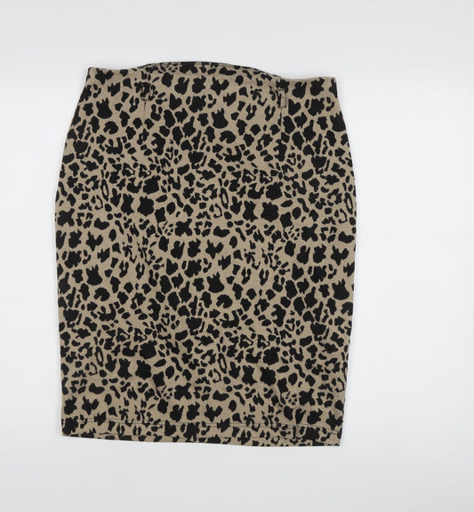 Principles Animal Print Straight Skirt Beige Size 12