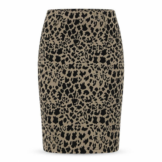 Front view of Principles Animal Print Straight Skirt Beige, size 12