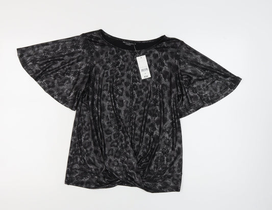 Marina Kaneva Women's Black Animal Print Top, Size 12
