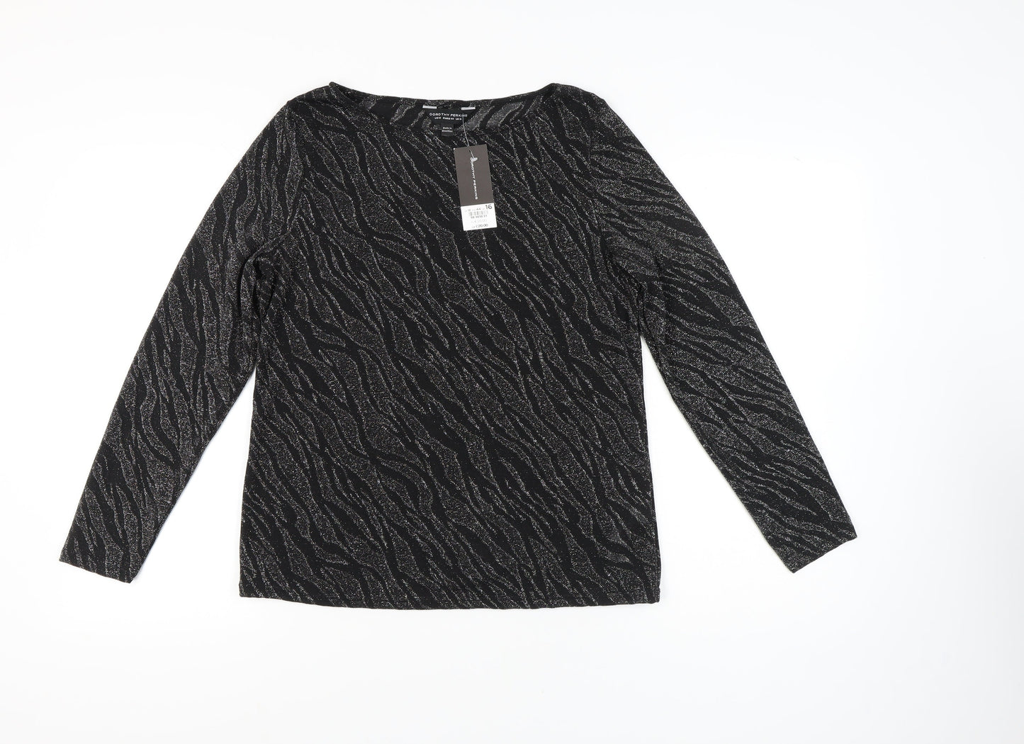 Dorothy Perkins Women's Black Animal Print Top Size 16