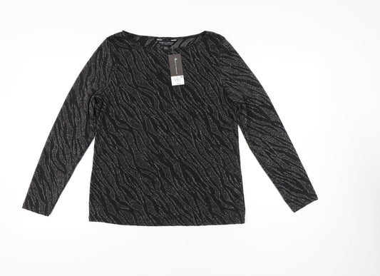 Dorothy Perkins Women's Black Animal Print Top Size 16
