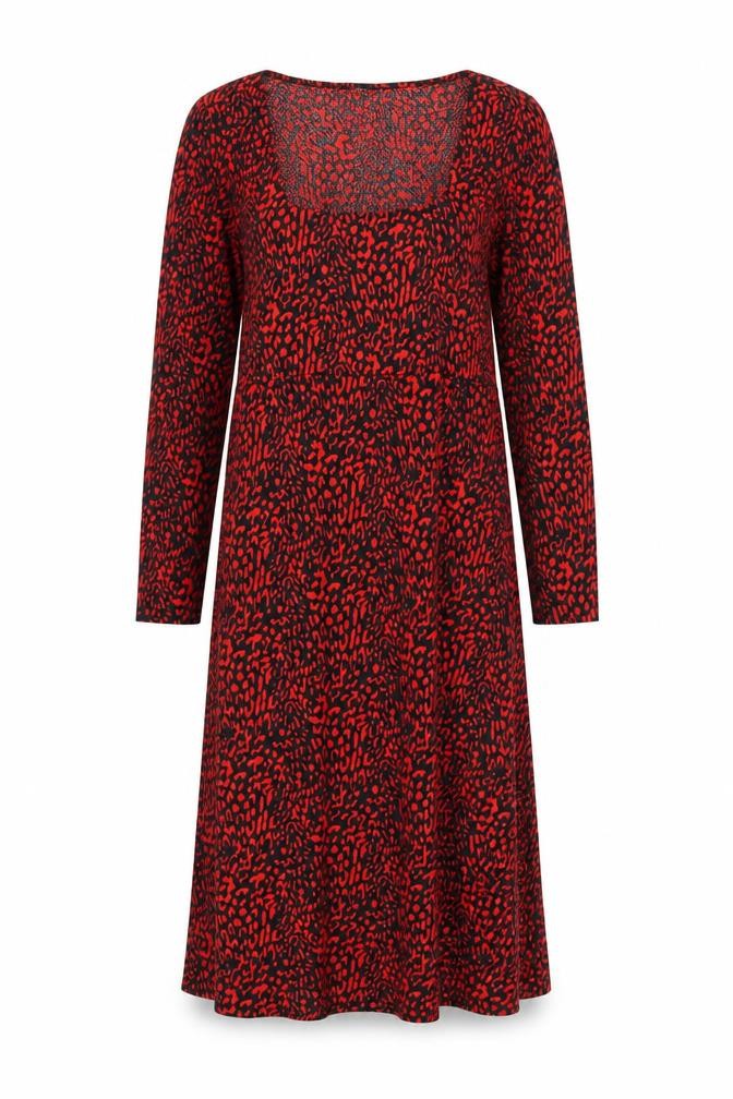 F&F Women's Red Animal Print Long Sleeve Dress